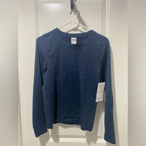 Athleta Women's Renew Seamless Crew Navy  heather Long Sleeve Tee